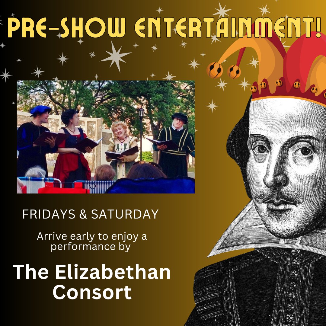 An audience favorite returns! THE ELIZABETHAN CONSORT will be on-hand to entertain and delight starting at 7pm on Friday and Saturday evenings. Arrive early to picnic or purchase concessions on-site and prepare to enjoy their period vocal stylings. CapitalClassics.org