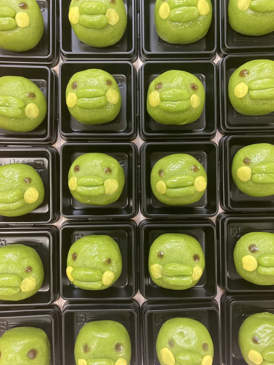 Tachikawaiseya's tweet image. ねりきり製上生菓子「くちぱっち」販売開始です🐣💚

手作りにつき、数に限りがございますことをご了承ください。

ルミネ立川店1階 立川伊勢屋でお待ちしております😊✨️

 #Tamagotchi 
 #tmgc 
 #くちぱっち
 #ルミネ立川
 #立川伊勢屋