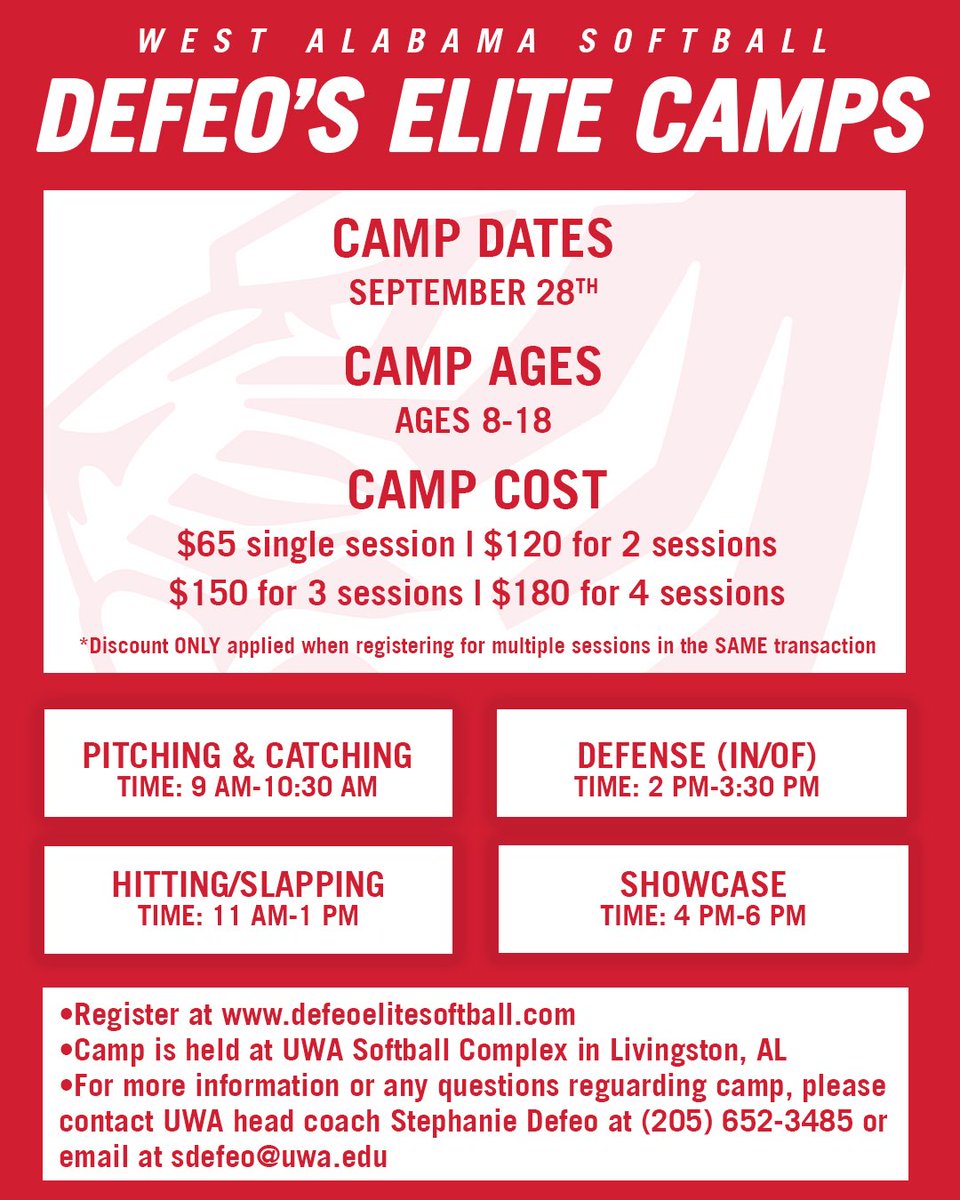 We are excited to announce our fall camp date for September 28th!!!!