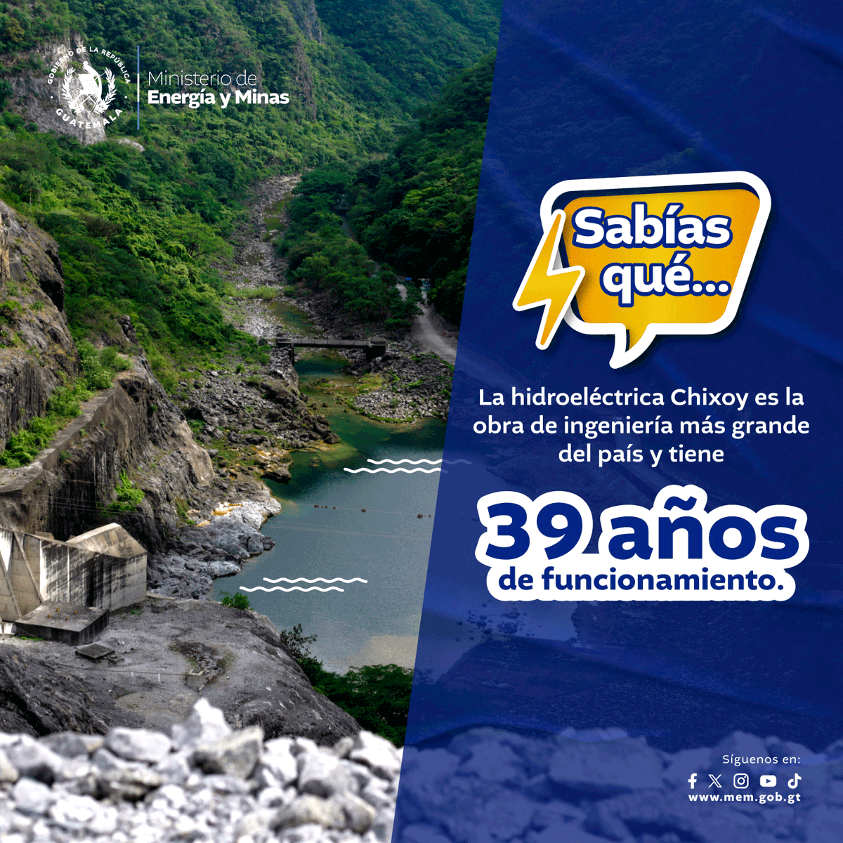 #MEMGT | La Planta Hidroeléctrica Chixoy es la obra de ingeniería más grande de Guatemala.

#GuatemalaSaleAdelante
