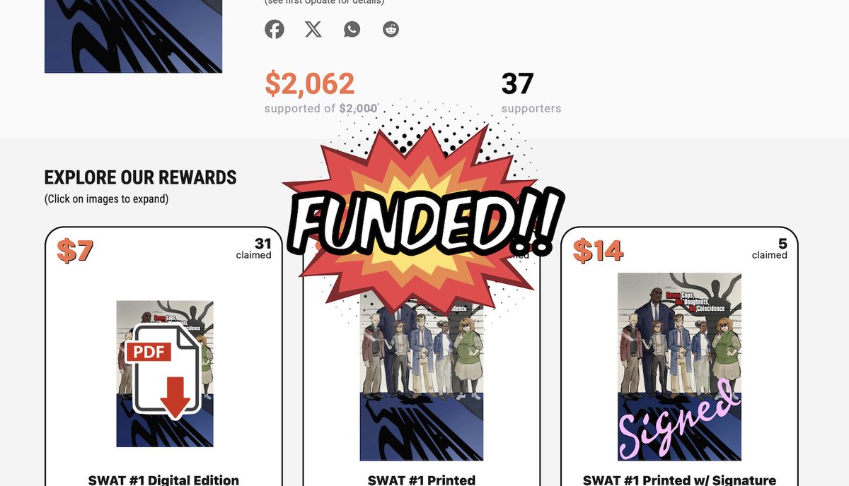 And with that, we're fully funded! Thank you all so much for getting this book through that tight finish line, I hope you all enjoy what we've made 🥲 And thank you again <a href="/myselfandcomics/">Bb</a> for hosting our lovely campaign closeout party!