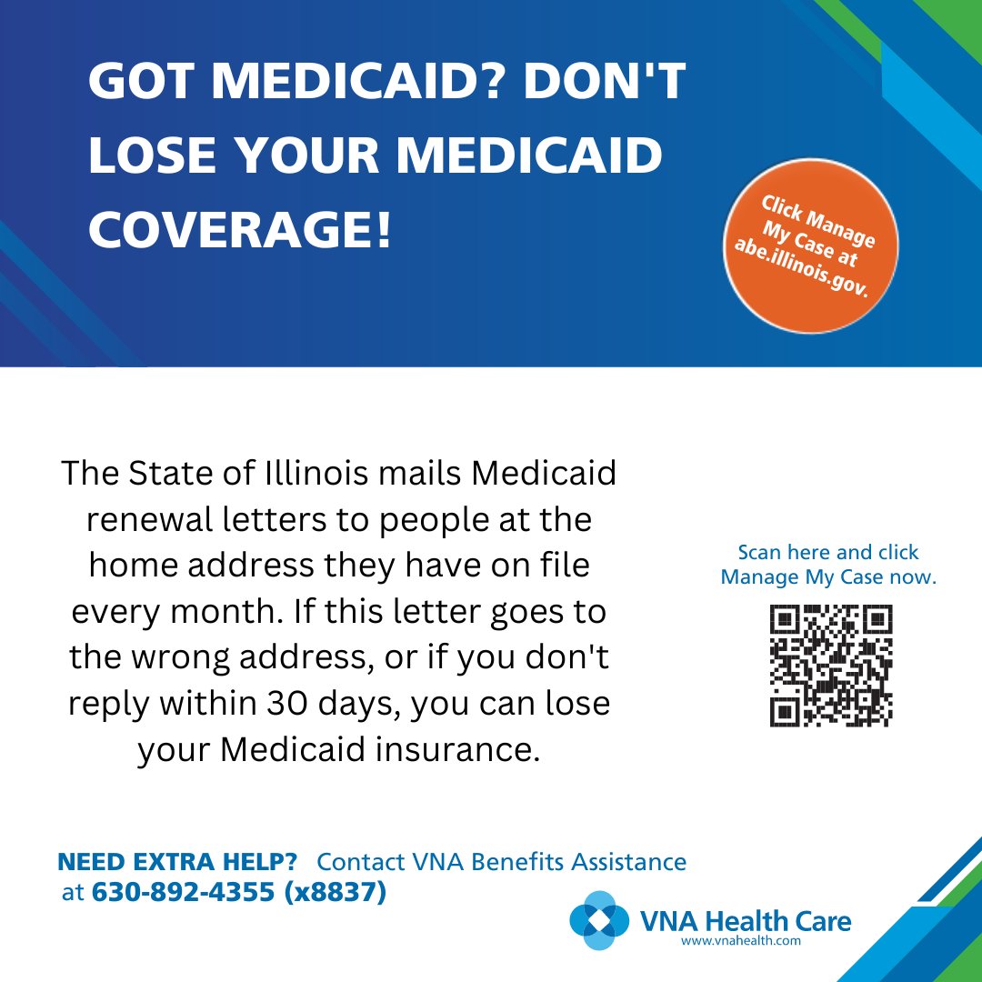 VNAHealthCare's tweet image. Got Medicaid? Don't lose your Medicare coverage! 
Contact Medicaid directly by scanning the QR code or calling 1-800-843-6154.
For extra support, please contact us. VNA Health Care is happy to assist you: call 630-892-4355 (x8837).
#VNAHealthCare #MedicaidCoverage