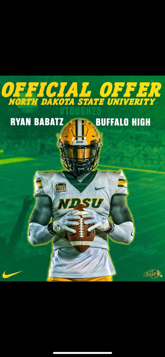 Can’t wait to join the herd in Fargo!! 
<a href="/CoachTimNDSU/">Tim Polasek</a> <a href="/FBCoachLarson/">Dan Larson</a> <a href="/CoachPlumb1/">Jack Plumb</a> <a href="/NDSUfootball/">NDSU Football</a>
