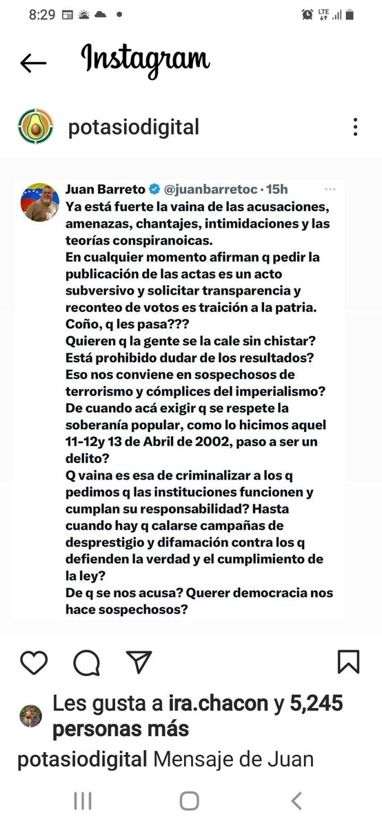 #EnTiraniaNoSeVota🇻🇪
<a href="/AntiProgreVzla/">💫#LIBERTARIO🌐🏆🦈 🇺🇸🇻🇪#Vzla51stState 🇻🇪</a> 

GRACIAS JUAN BARRETO LA CIUDADANÍA PATRIOTA Y LIBERTARIA APOYA TU VALIENTE POSTURA ANTE EL ATROPELLO NARCOTIRÁNICO DE TORCER LA VOLUNTAD ELECTORAL DE LA MAYORÍA DE LOS VENEZOLANOS

QUE TUS PALABRAS RETUMBEN EN EL INCONSCIENTE COLECTIVO‼️

RP