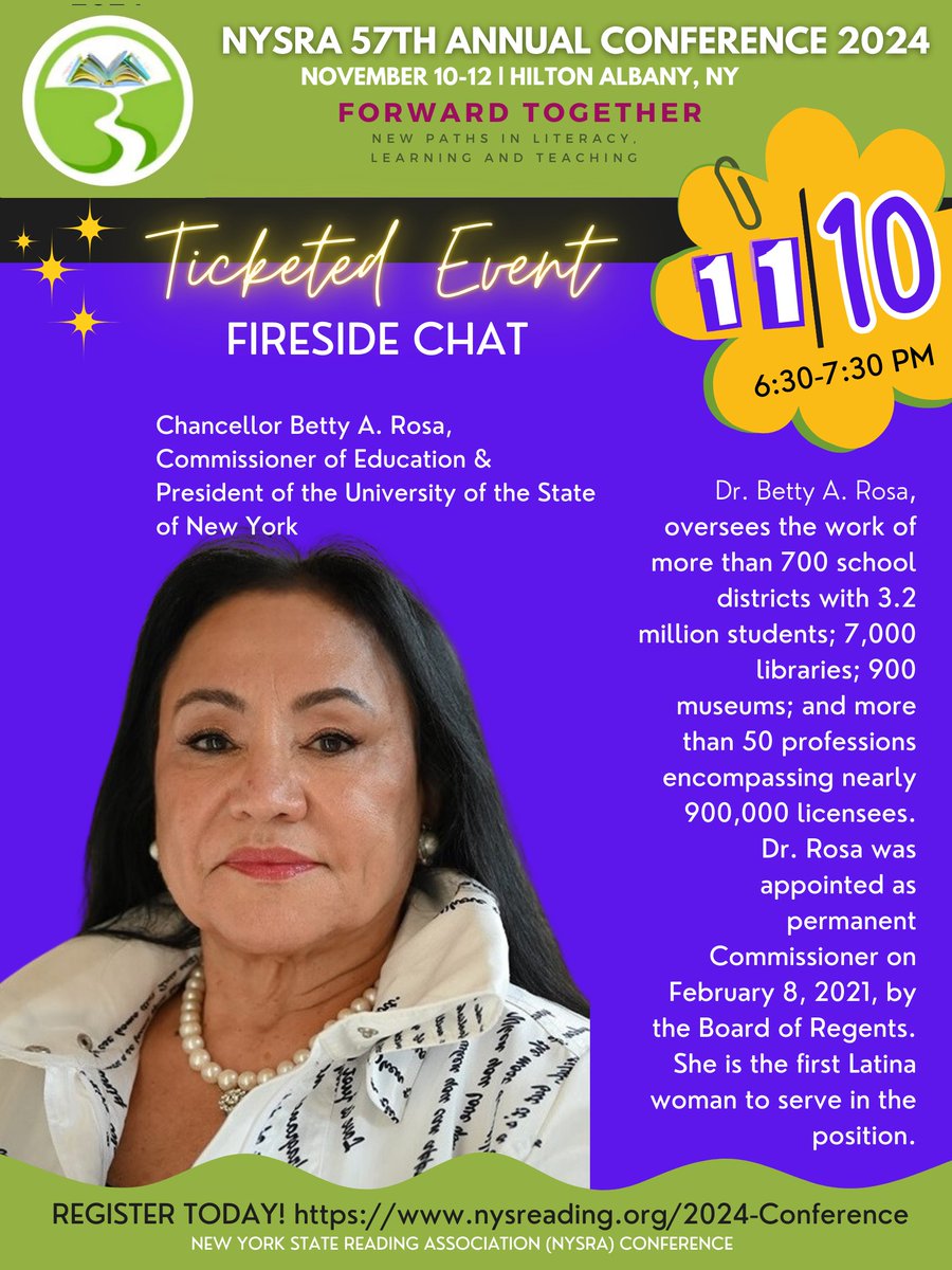 suriati_abas's tweet photo. Here's the update - be sure to catch Chancellor Betty A. Rosa at 6:30 pm on November 10, 2024. We look forward to seeing you! @nysreading @konewvine
@mhadiganmiller @Karis_M_Jones @kmkmaher5 https://t.co/q0ImsIEcF6