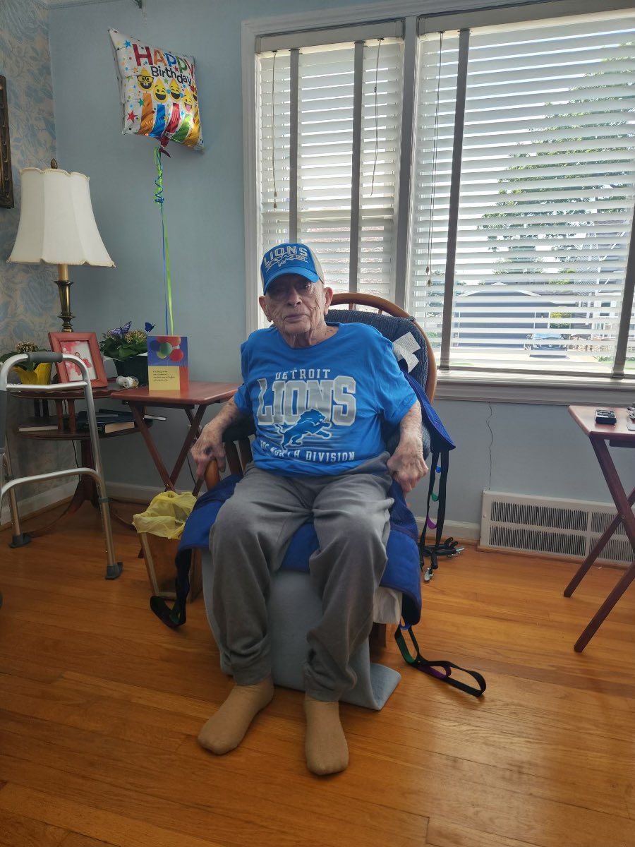 mschaffer28's tweet photo. @Lions Here is a fan who turned 101 years today! 🎉🥳💙🩶 #DetroitGrit #DetroitLions https://t.co/nYhji3JN0u
