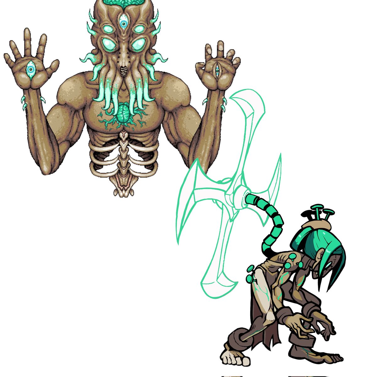 M4ycck0m's tweet photo. Painwheel × Moon Lord! @sgmobile @Skullgirls #skullgirls #sgmobile #painwheel #moonlord #terraria https://t.co/wIsniQ3lnT