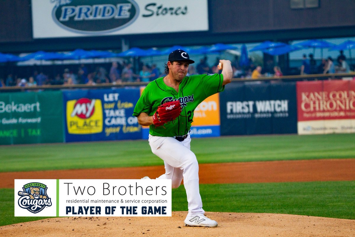 Tonight’s Two Brothers Residential Player of the Game is July Pitcher of the Month, Greg Mahle! He threw 6.1 perfect innings 🔥 #ChooseCougs