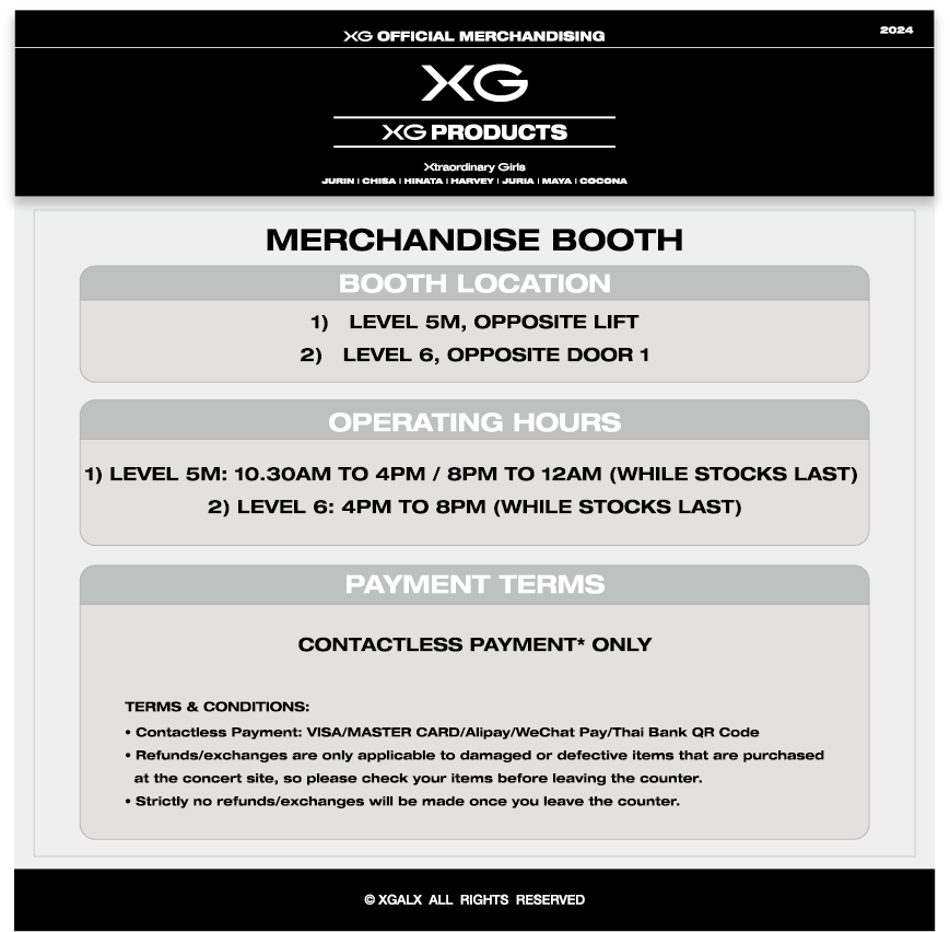 🎉 สำหรับด้อม 𝐀𝐋𝐏𝐇𝐀𝐙 ทุกคน ห้ามพลาดโอกาสนี้! เตรียมตัวให้พร้อมแล้วมาช้อปสินค้าที่ระลึกด้วยกันในคอนเสิร์ต 𝐗𝐆 𝟏𝐬𝐭 𝐖𝐎𝐑𝐋𝐃 𝐓𝐎𝐔𝐑 𝐓𝐡𝐞 𝐟𝐢𝐫𝐬𝐭 𝐇𝐎𝐖𝐋’ 𝐥𝐚𝐧𝐝𝐢𝐧𝐠 𝐚𝐭 𝐁𝐚𝐧𝐠𝐤𝐨𝐤! ✨💜 สำหรับจุดขายสินค้าที่ระลึกจะตั้งอยู่ 𝟐 จุดด้วยกัน ได้แก่