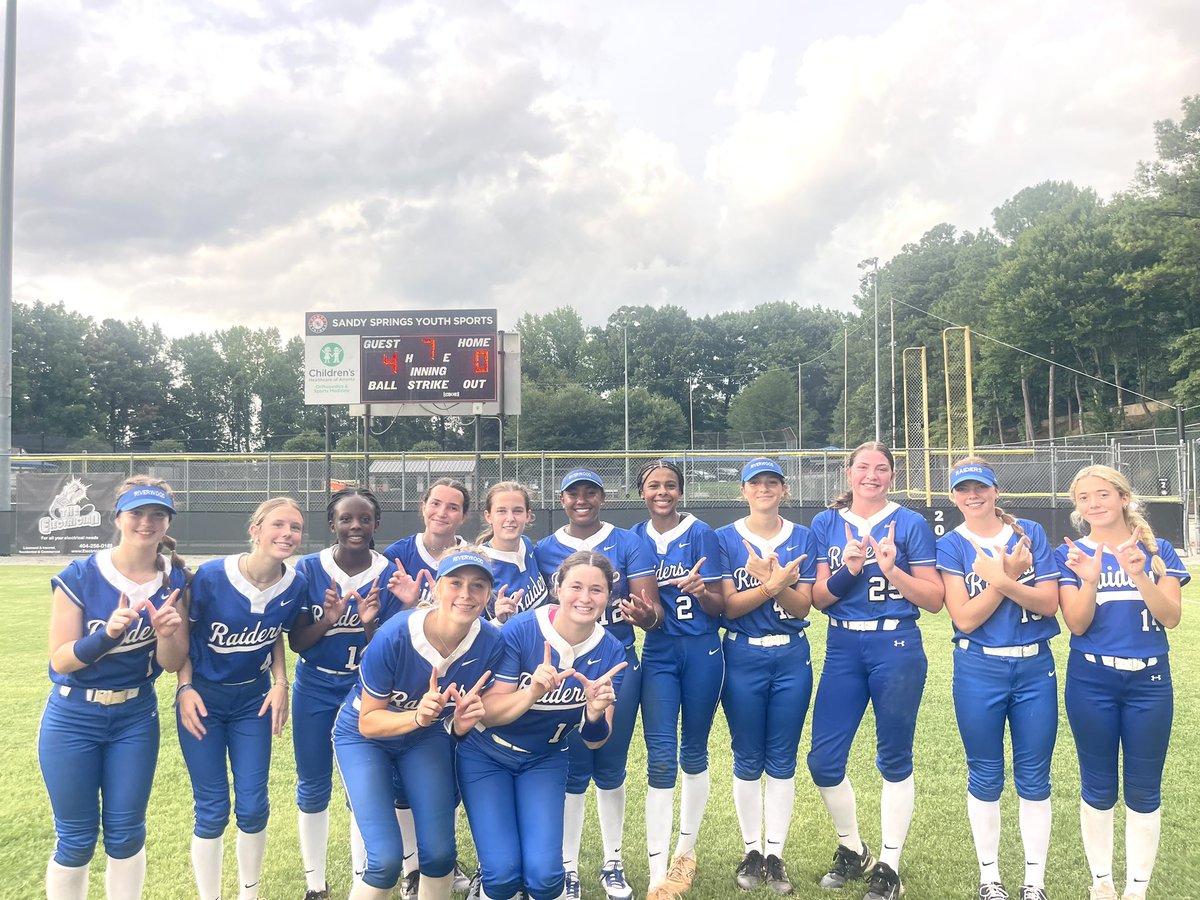 First game, first W!!! Riverwood Lady Raiders defeat North Springs Lady Spartans 4-0 in a season opener shut out.
Highlights :
<a href="/MayWeis2027/">May Weis</a> 5 IP, 0 H, 0 R, 15 Ks
<a href="/MayWeis2027/">May Weis</a>, @LydiaRe02523589, Hannah Mabry each had RBI singles to lead the Lady Raider.
Go Raiders!!!!