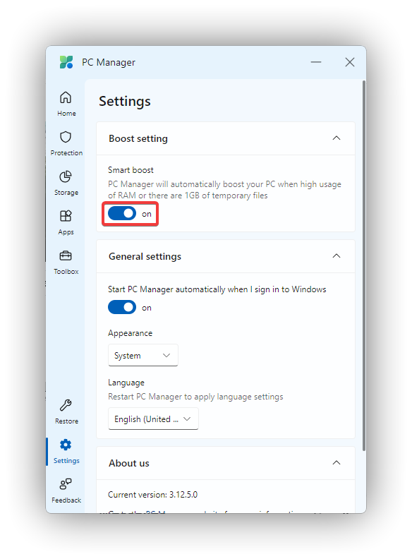 MSPCMgrNews's tweet photo. Do you know? If you turned on "Smart boost", PC Manager will automatically release your PC resources when the usage is high ✨
#PCMTips https://t.co/ZphhFcANKH