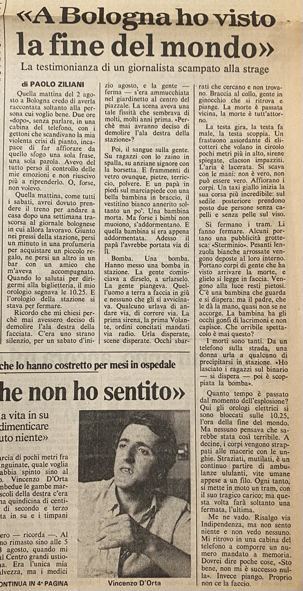 Quarantaquattro anni fa, il 2 agosto, la strage di Bologna: io avevo il treno per Piacenza ma decisi di perdere due minuti per fare un regalo alla mia ragazza
Il 2 agosto 1980 avevo 26 anni, lavoravo al Guerin Sportivo di Bologna e come ogni sabato avrei dovuto fare ritorno a