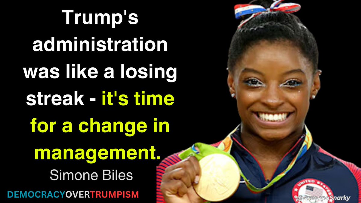 Hilltop__Leader's tweet photo. Simones "black job" is winning gold. Yet the racist republicans aren't satisfied. Every word that I've seen them write about her is disgusting and evil. If they were true patriots? They would celebrate her! Why the need to put her down? #EvilHumans https://t.co/mBbKqupORm