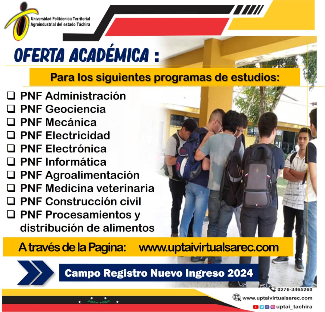 📣¡¡¡Atencion!!!
Aspirantes a Nuevo Ingreso 
Recuerda los pasos para Inscripción del Nuevo Ingreso 
Paso1: visita nuestra web
🌐uptaivirtualsarec.com 
Paso2: ubica el campo 📌Registro Nuevo Ingreso 
Paso3: 📃llena cada una de las casillas del formulario 
Paso4: 📤finalizar