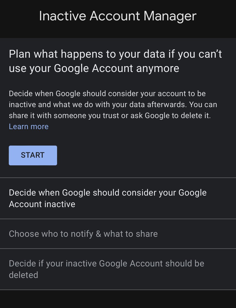 Google's 'Inactive Account Manager' is such a thoughtful feature, letting users decide what happens to their data after they're gone. Which other sites should offer this digital legacy option? #TechEthics