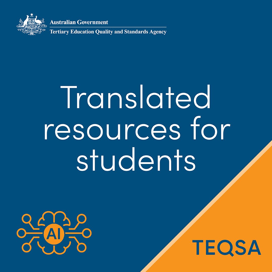 To assist students in understanding how to ethically use #GenAI without compromising their #academicintegrity , we’ve translated our 'Artificial intelligence: advice for students' webpage from English into 7 additional languages.

Visit: teqsa.gov.au/students/artif…