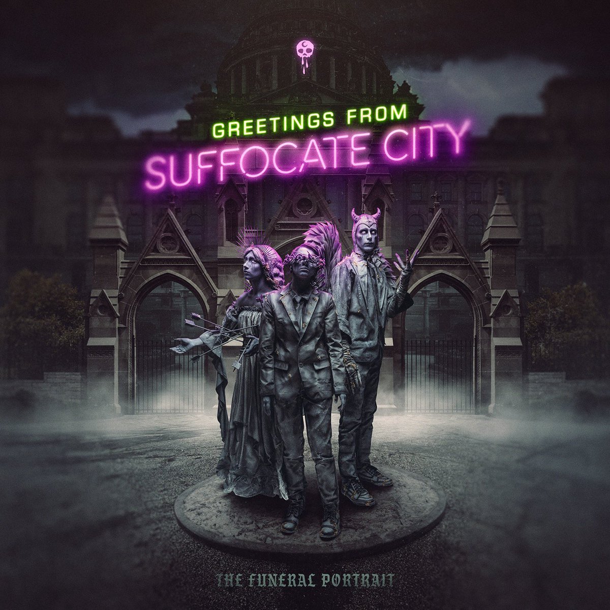 TFP_devotion's tweet photo. To our Dearest &amp; Most Devout, 
    We proudly present our newest collection of hymns: 
“Greetings From Suffocate City” 
Available to you this September, Friday The 13th. 
Pre-order bundles from our exclusive souvenir shop are available to you now. https://t.co/C2Vd5EPD9k https://t.co/08njuxmGs4