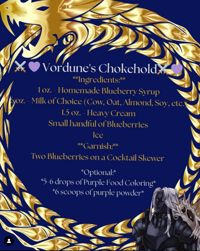 Can't wait to see everyone Sunday here's another character inspired drink for you to try!