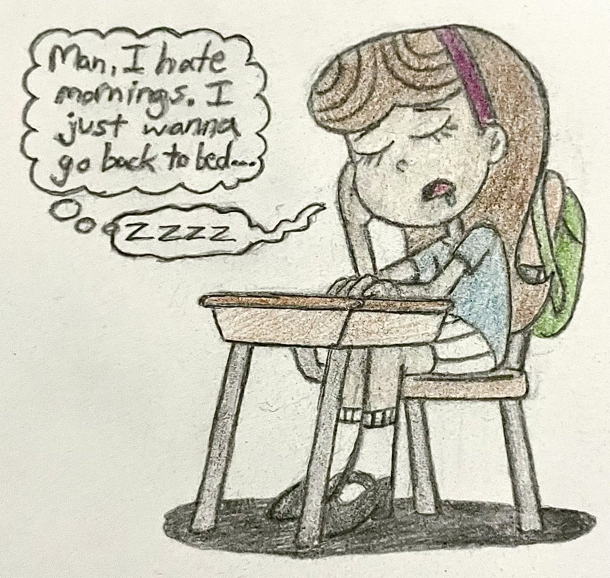 JJSponge120's tweet photo. Day 1 of Aftermath August 2024 - Good Morning, Class!
My OC Macy is too tired to start school.
Aftermath August 2024 prompts by @BIO6751. #AftermathAugust #AftermathAugust2024 #GoodMorningClass #Student #Girl #Macy #OC #JJSponge120 https://t.co/oS21NIjDAr