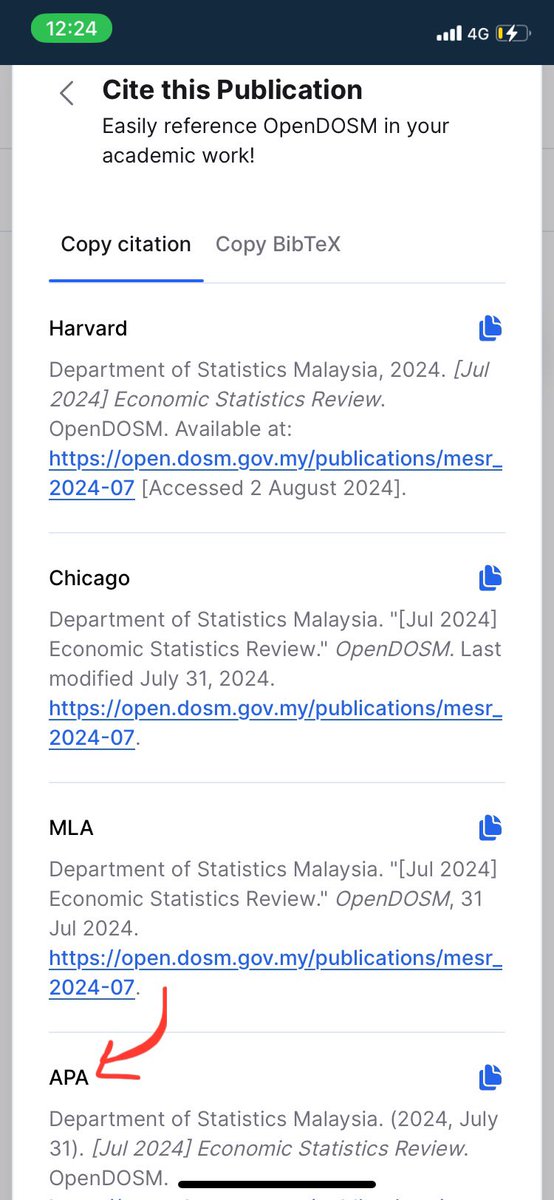 najmi_ariffin's tweet photo. Ran into challenges citing sources from OpenDOSM? recently new solution!
Publication >> Cite.
Glad there's a recent fix to make it easier. #OpenData #CitationSnippet
ππ»π€οΈBrilliant works team #openDOSM @StatsMalaysia https://t.co/6ymivtMx2Q