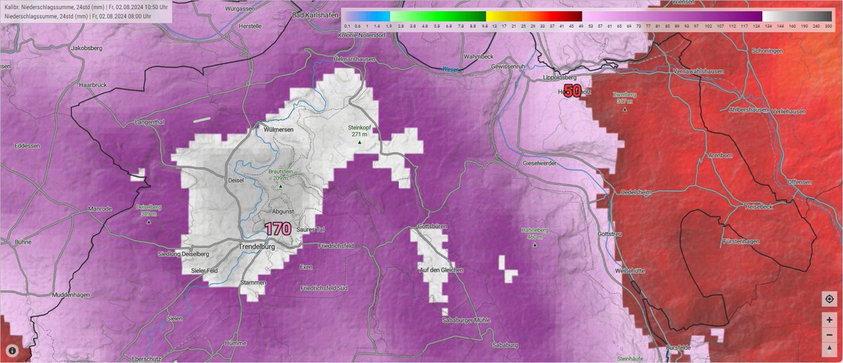 Im nordhessischen Trendelburg sind vergangene Nacht 170 l/m² gefallen. Das ist ein absolut seltenes Extremereignis, mindestens ein Jahrhundertregen. Die Auswirkungen sind entsprechend schlimm, siehe dazu: hessenschau.de/orte/trendelbu…
/FR