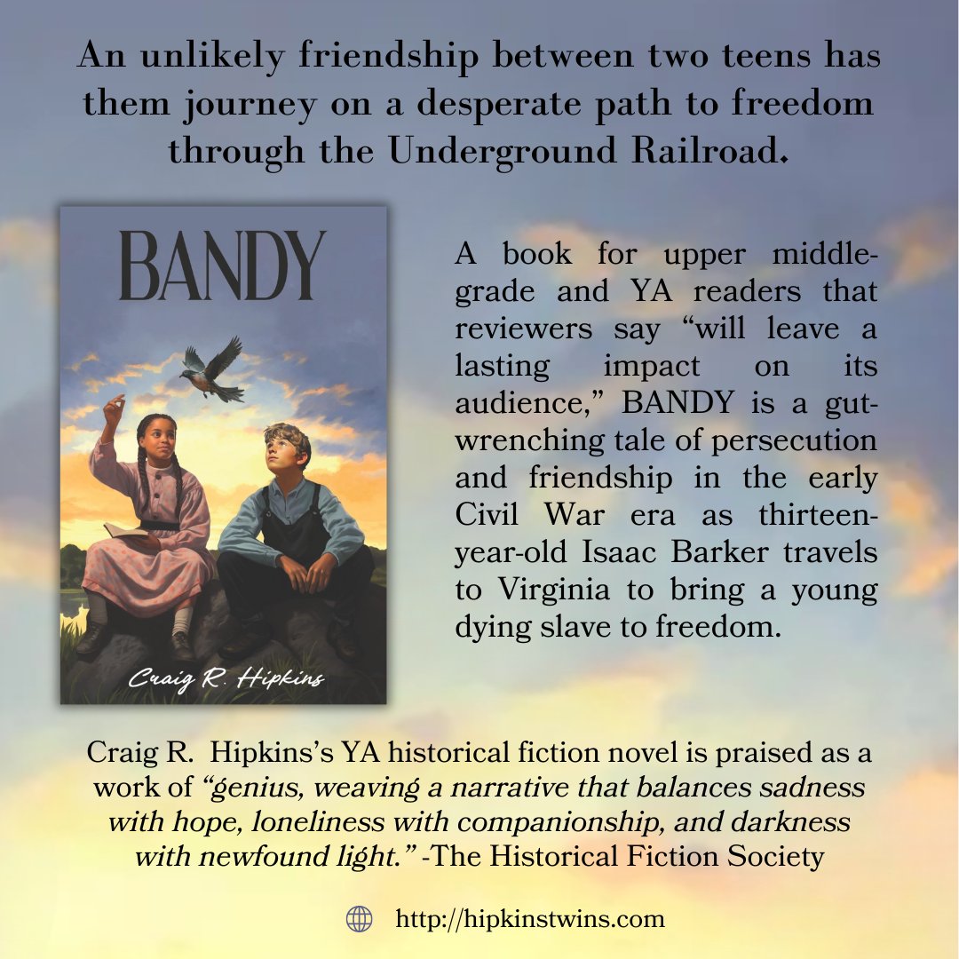 1860 Virginia -Young, orphaned- Isaac's only friend is a pigeon named, Bandy. Then he meets a slave girl named Joy. Isaac helps Joy escape, but they are pursued by an evil slave master bent on revenge. #YA #goodbooks hipkinstwins.com amazon.com/dp/B0CVBK41RK/