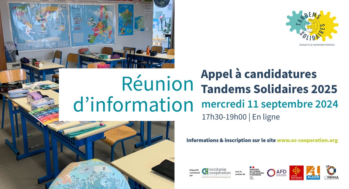 #ECM L'appel à candidatures Tandems Solidaires 2025 se clotûre le 20 octobre, participez au webinaire d'information le 11 septembre pour connaitre les évolutions du règlement et poser vos questions 👉 bit.ly/4d6F1F8