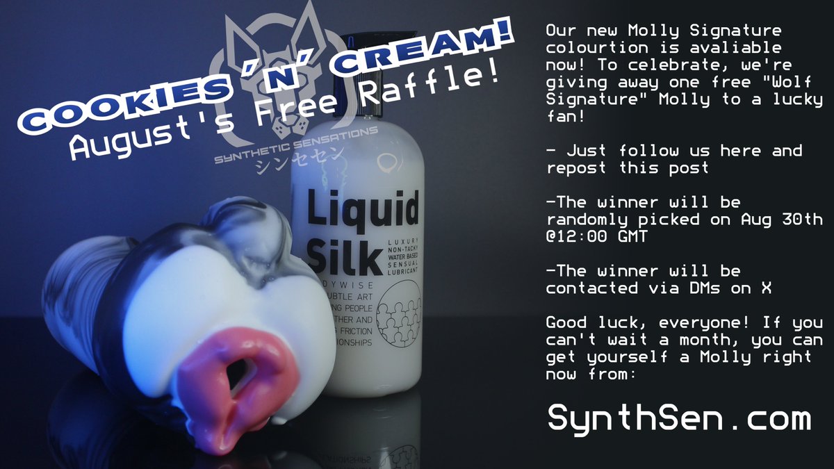 🌕 It's time for another raffle! 🐺
We're giving  away one Molly in her new signature colours this month to a lucky fan, along with a bottle of Liquid Silk for that sloppy seconds experience~
Maybe you'll be lucky enough to have a she-wolf in your bed by the end of the month ;3