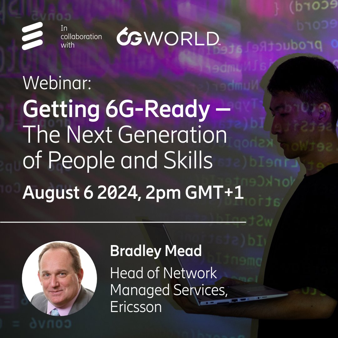 📚 Join <a href="/6GWorld/">6GWorld</a>'s webinar on "Getting 6G-Ready – The Next Generation of People and Skills" on August 6 to learn about recruiting, training, and retaining talent in telecoms!

🔗 m.eric.sn/72Xg50SPQu5

#talent #recruitment #5G #6G