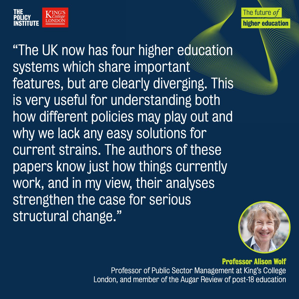 The Policy Institute (@policyatkings) on Twitter photo Introducing our new essay collection, <a href="/XXFactorFacts/">Alison Wolf</a> – member of the Augar Review of post-18 education – says difficulties faced by the UK's four HE systems show a lack of "any easy solutions" and strengthens "the case for serious structural change"
➡️ bit.ly/HE-FE-tertiary Introducing our new essay collection, <a href="/XXFactorFacts/">Alison Wolf</a> – member of the Augar Review of post-18 education – says difficulties faced by the UK's four HE systems show a lack of "any easy solutions" and strengthens "the case for serious structural change"
➡️ bit.ly/HE-FE-tertiary