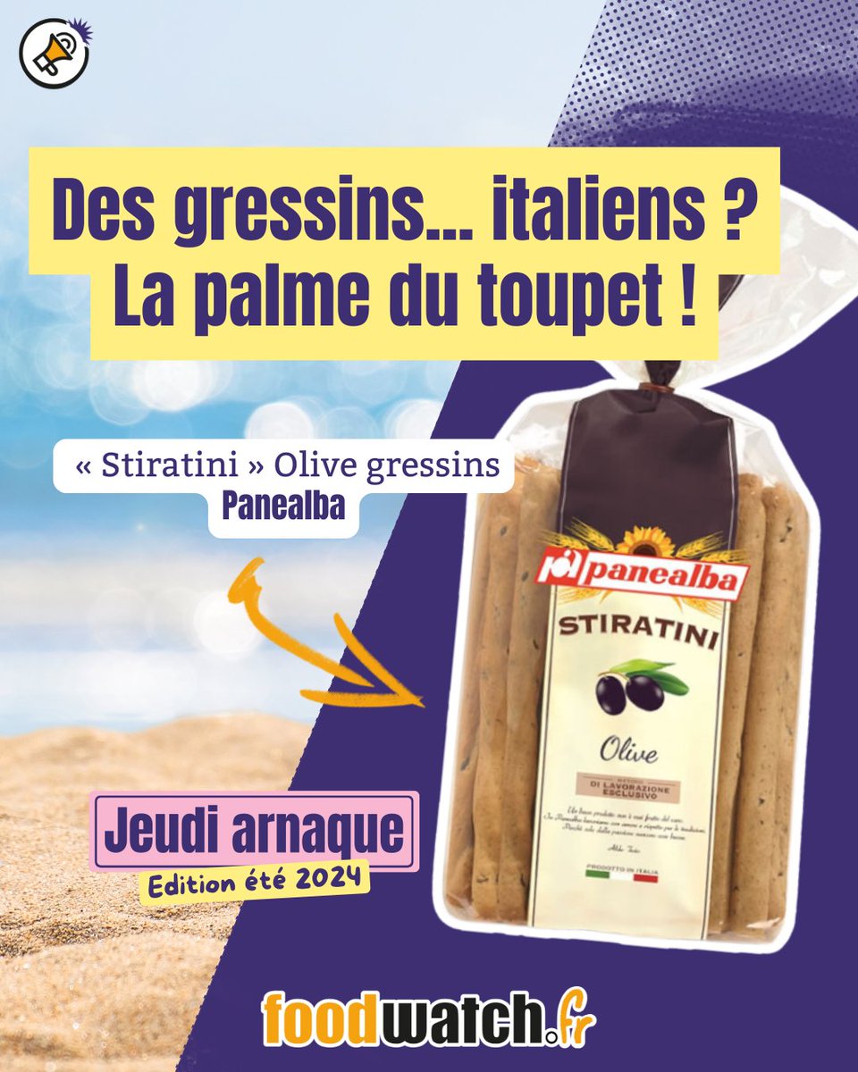 foodwatchfr's tweet image. #JeudiArnaque : Les Stiratini Olive Gressins de @Panealba... la palme de l’entourloupe marketing ! 🇮🇹

D’après l’emballage au drapeau italien, un produit fait “avec amour et respect pour les traditions”. Sauf que… pas vraiment ! On vous explique : foodwatch.org/fr/agir/mur-de…