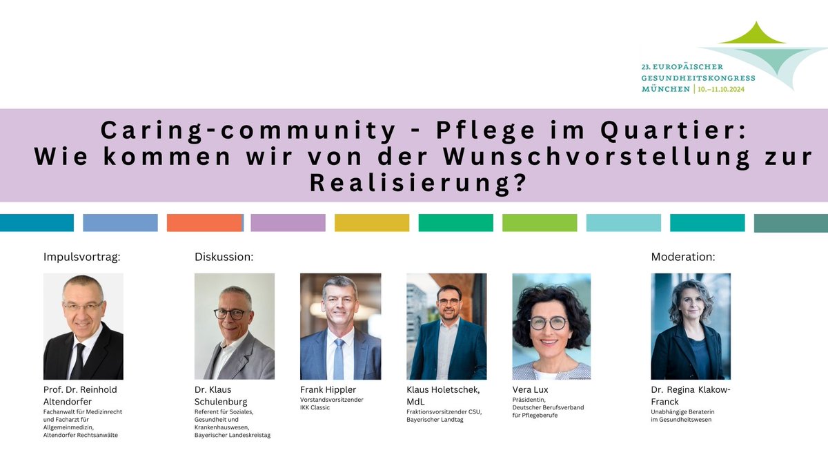 🫶Caring Communities🫶

Freuen Sie sich auf die Session „Caring Community – Pflege im Quartier: Wie kommen wir von der Wunschvorstellung zur Realisierung?“ auf dem EGKM 2024

👉Melden Sie noch heute an unter: gesundheitskongress.de/anmeldung-2024…

Wir freuen uns auf Sie!