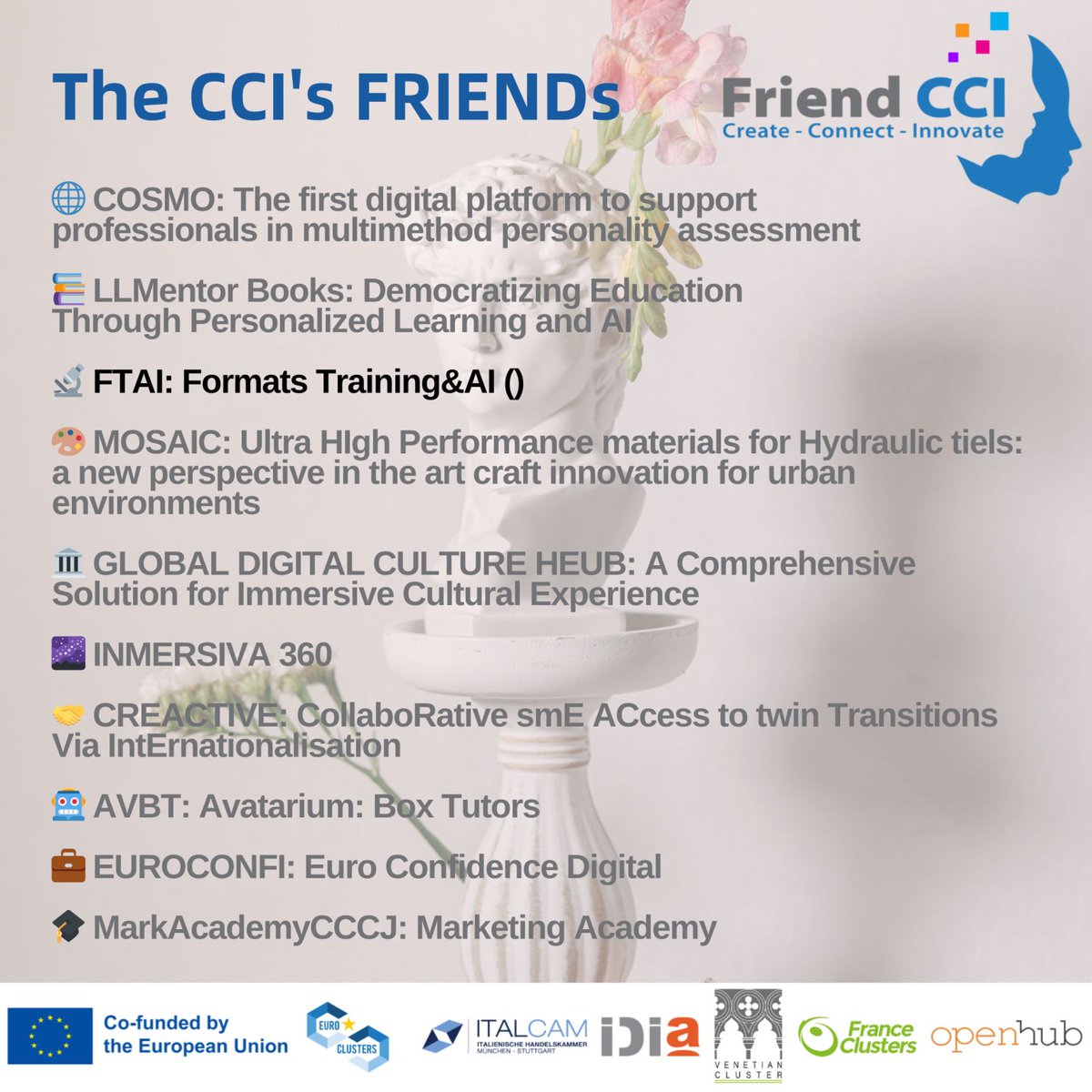 [Friend CCI]
 
 ⁉️Découvrez le projet " Format Training &amp; AI (FTAI)" porté par La Fabrique des Formats, 
lauréat de l’appel à projet de l’Eurocluster Friend CCI cofinancé par l'UE dont <a href="/FranceClusters/">France Clusters</a>  est partenaire. linkedin.com/company/friend…