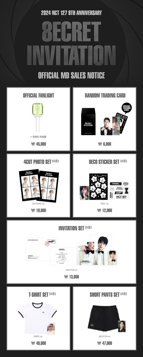 shopdreamlaunch's tweet photo. [PH GO] NCT 127 8th Anniversary Fanmeeting '8ECRET INVITATION' Official MD

- PHP450-PHP2550 (all-in) + LSF 
- DOO: 08/06 6PM 
- DOP: 09/05
- FETA

🔗 https://t.co/Z6fwlaudUm

#DreamLaunch_GO https://t.co/SD8JzScT0i