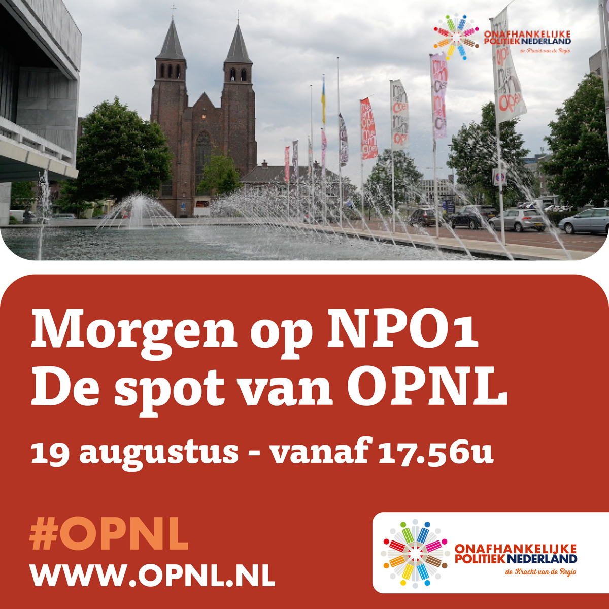 OPNL_Nederland's tweet photo. Morgen op NPO1 vanaf 17.56 uur. De spot van OPNL tijdens de zendtijd voor politieke partijen #opnl https://t.co/qhaQbg5mMm