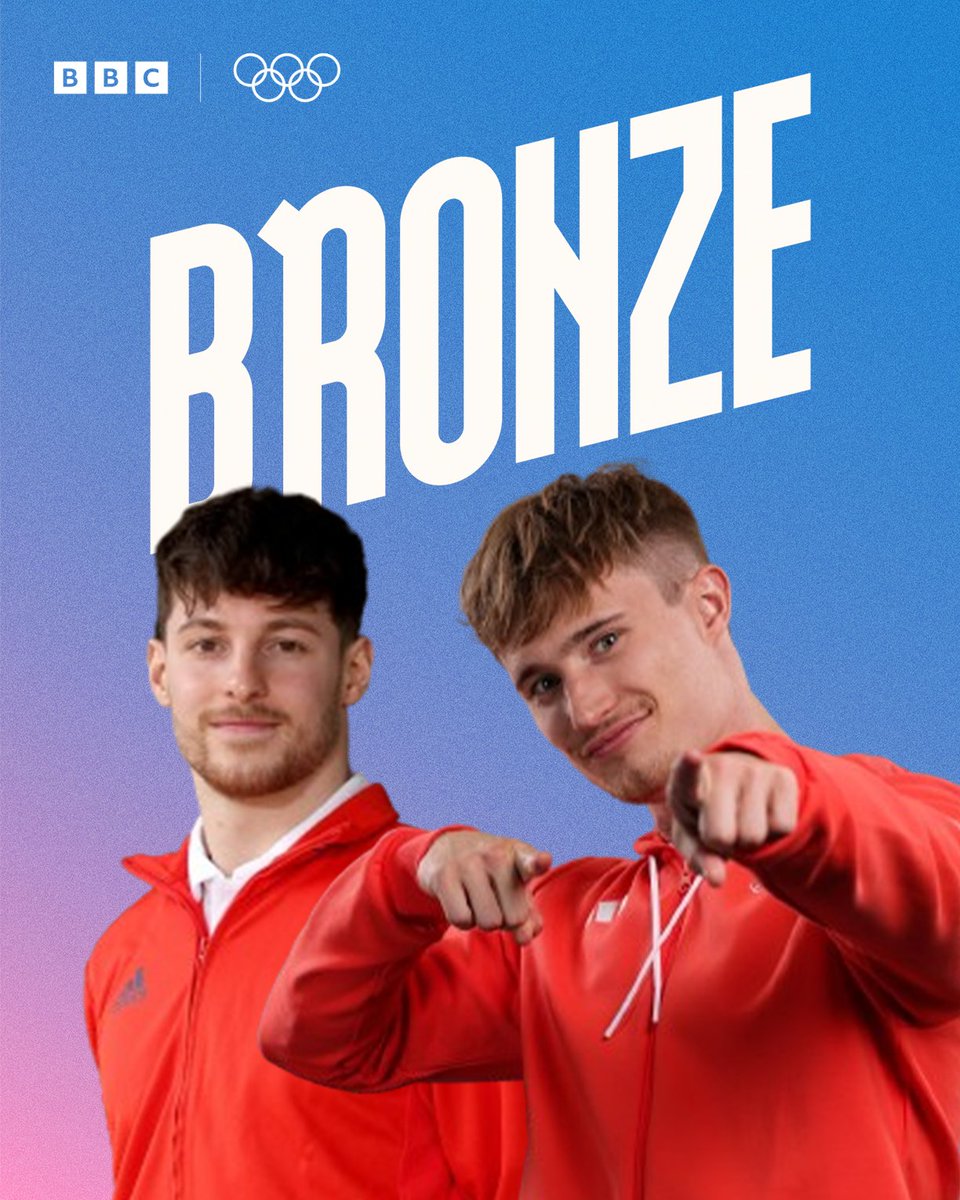 BRONZE FOR TEAM GB! 🥉

It goes to Anthony Harding and Jack Laugher in the men's synchro 3m springboard.

#BBCOlympics #Olympics #Paris2024