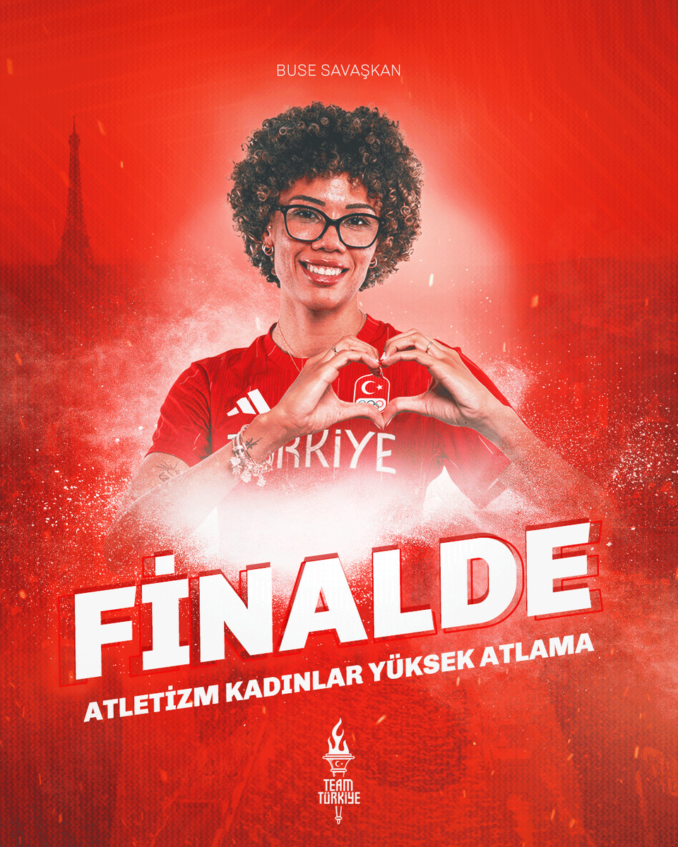 TeamTurkiye's tweet photo. 💫Buse Savaşkan finalde!

#Paris2024 Olimpiyat Oyunları'nda milli atletimiz Buse Savaşkan, kadınlar yüksek atlamada 1.92m'lik atlayışıyla finalde yarışmaya hak kazandı. 🏃‍♀️

🇹🇷Burcu Ayhan'dan sonra kadınlar yüksek atlamada olimpiyat finaline yükselen ikinci sporcumuz olan Buse Savaşkan'ın yer alacağı final 4 Ağustos Pazar 20.55'te başlayacak.