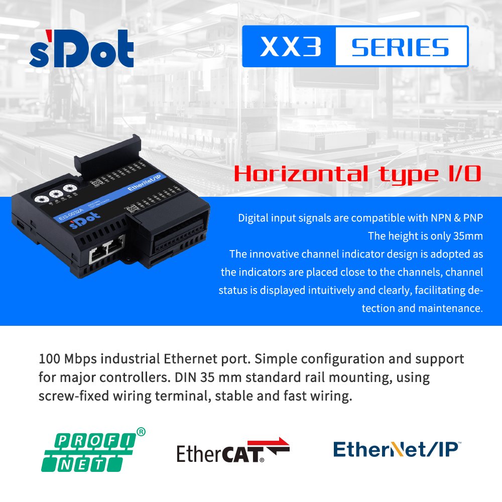 solidotech's tweet photo. #Solidot Horizontal type I/O XX3 series, 100 Mbps industrial Ethernet port. The height is only 35mm, Simple configuration and support for major controllers.
Please contact us if you're interested. ☎️ 📩 https://t.co/2ielYN0sPQ