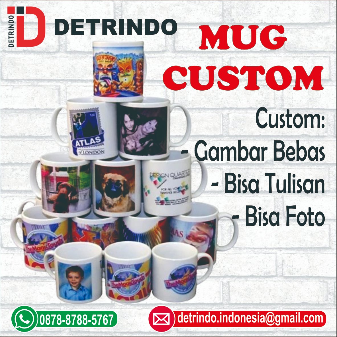 detrindo's tweet photo. Di Detrindo kalian bisa order Mug Custom
Untuk gambar yang dicetak bisa gambar bebas, tulisan ataupun foto kalian
Cocok banget nih untuk souvenir ataupun kado buat orang tersayang
Cuss, hubungi admin di nomor WA atau email yang tertera di gambar yaaa... https://t.co/wnMDIOoGmG