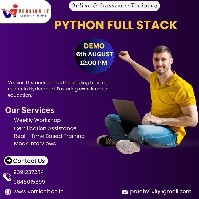 VersionitCloud's tweet image. Python Full Stack Training with Placement Assistants
📷New Batch Online & Offline Demo
📷Date: 6th AUGUST 2024
📷Timing: 12:00 PM
📷Duration: 5 MONTHS
Visit Our Website: versionit.co.in/python-full-st…
#pythonfullstacktraininginhyderabad
#pythonfullstackcourse
@9391237284/9848015399