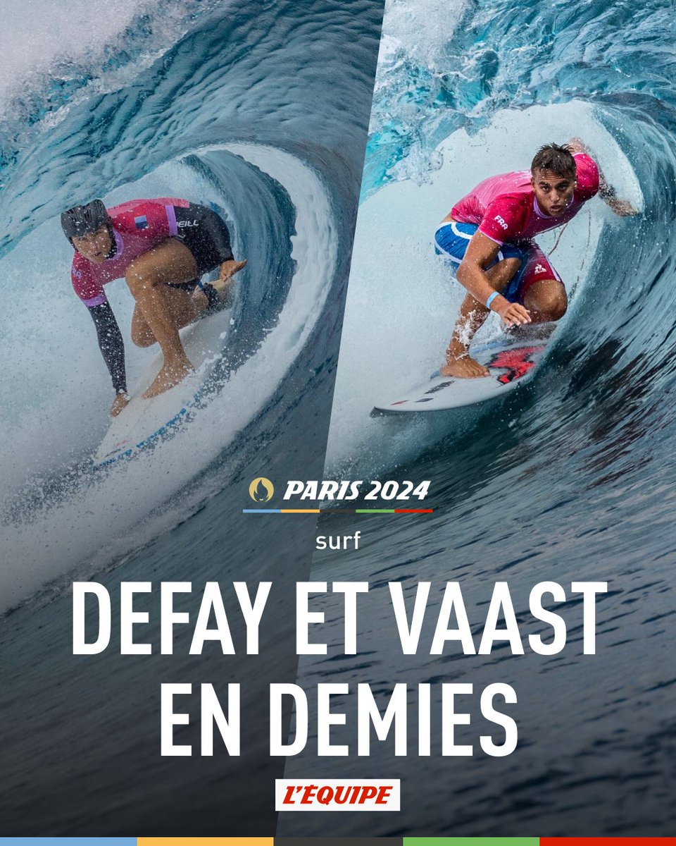 lequipe's tweet photo. Les deux Français filent en demies ! https://t.co/41YgjRKy9s

#Paris2024 https://t.co/OxtvgTywst