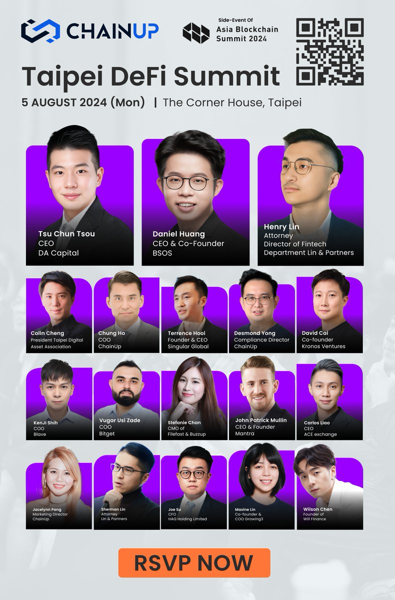 🎉 Join our Kronos Ventures co-founder, David Cai, at the Taipei Defi  Summit as he and a stellar panel dive into 
