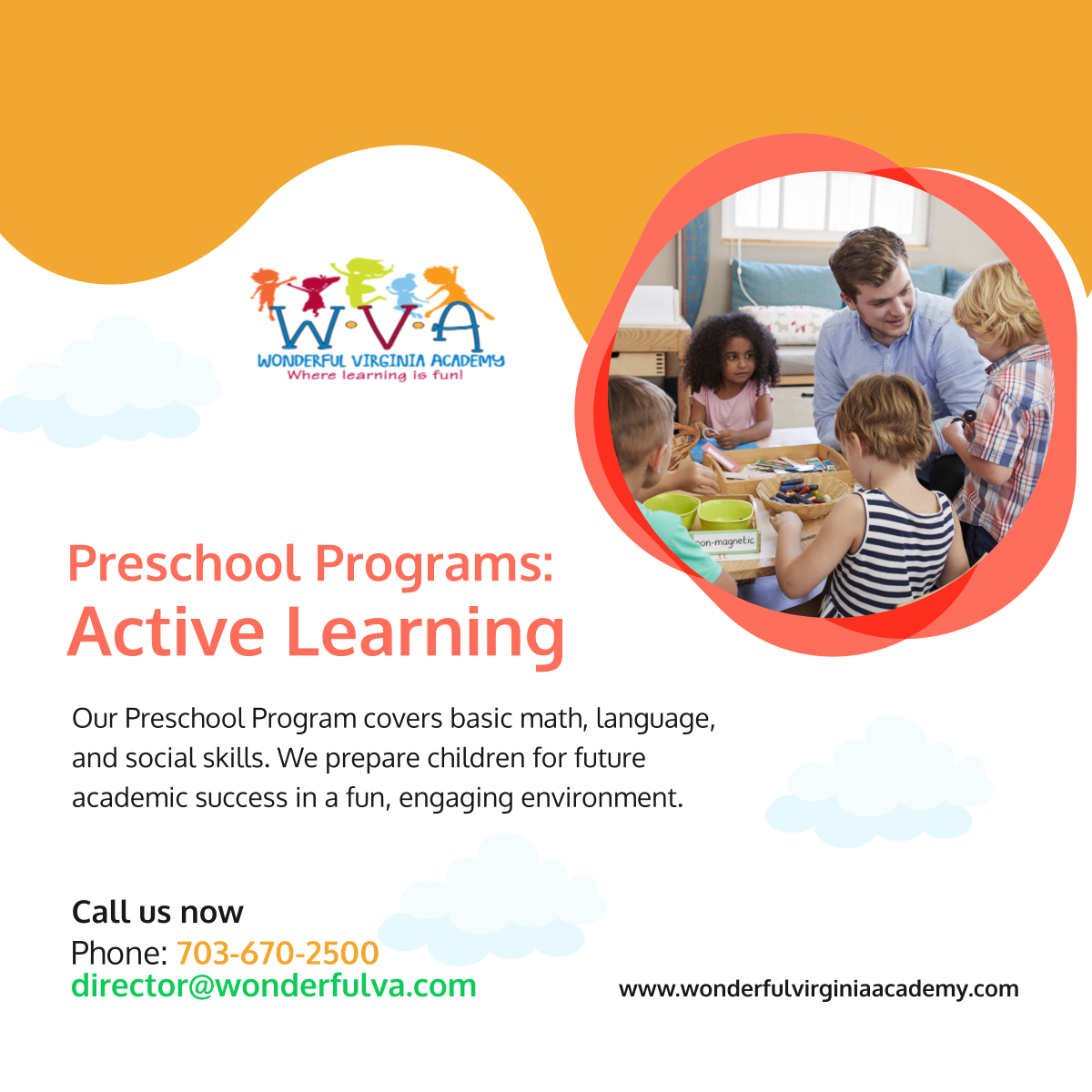 wonderfulVA's tweet image. Ready for preschool? Wonderful Virginia Academy offers comprehensive programs that prepare your child for the future. Contact us to learn more! 

#ChildCareCenter #WoodbridgeVA #PreschoolPrograms