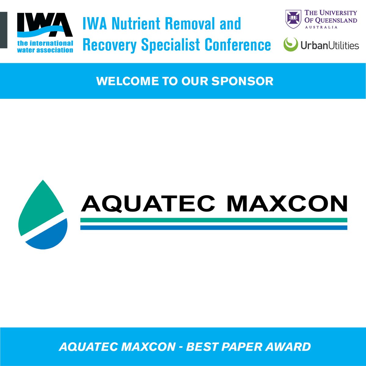 NRR2024's tweet photo. Welcome to our @IWAHQ #NRR24 Best Paper Award Sponsor Aquatec Maxcon - a leading provider of water and wastewater technology and equipment in Australia. Thank you for your generous support of our conference! https://t.co/769dIlP2ol