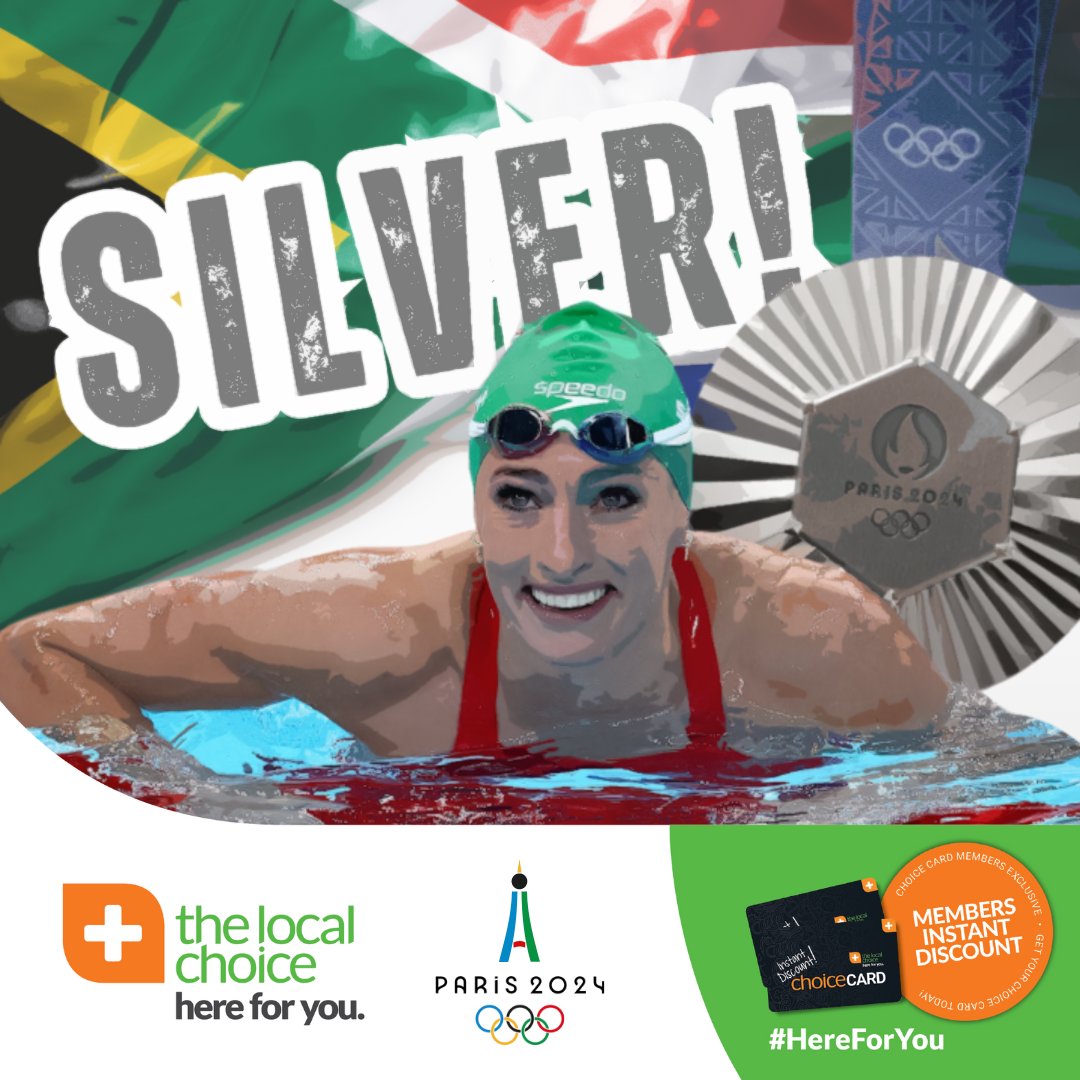 TheLocal_Choice's tweet photo. 🥈 SILVER snatched in the swimming pool!

The Local Choice Pharmacies are beyond proud of Tatjana Smith's sterling silver performance in the women's 200m Breaststroke final! 🇿🇦🏊‍♂️

#Paris2024 | #OlympicGames | #Silver | #TheLocalChoice | #HereForYou https://t.co/VJxBikWr3H