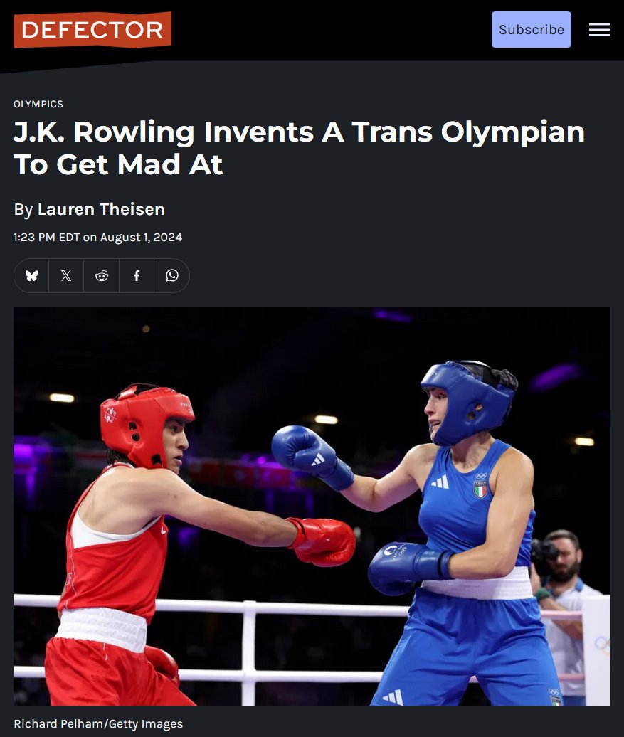 J.K. Rowling invents a trans Olympian to get mad at