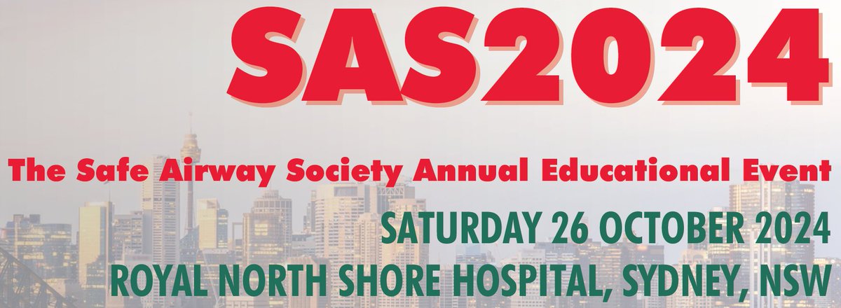 Don't miss out on #SAS2024 - the <a href="/SafeAirway/">Safe Airway Society</a> Society Annual Education Event 2024.

RNSH - 26|10|24

A stellar line up of talks and panel discussions that won't shy away from controversy, followed by our critically acclaimed airway workshops!

Register now: eventbrite.com/e/sas2024-safe…