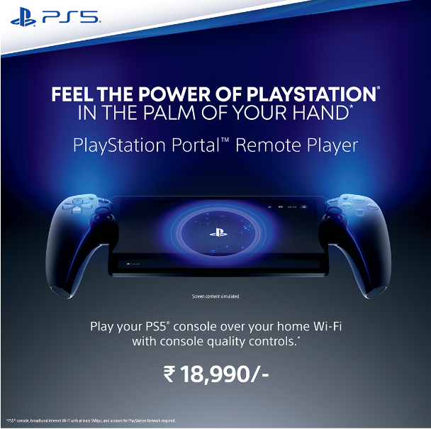 DealBeeOfficial's tweet photo. PlayStation Portal launched in India! 🎮 

Enjoy PS5 games anywhere in your home with this handheld remote player. Full HD screen, DualSense controls, and no TV needed. 

Get it at ₹18,990 from 3rd Aug. 

#PlayStationPortal #GamingOn #Sony #PlayStation #PlayStation5 https://t.co/5e57IXyZ4K