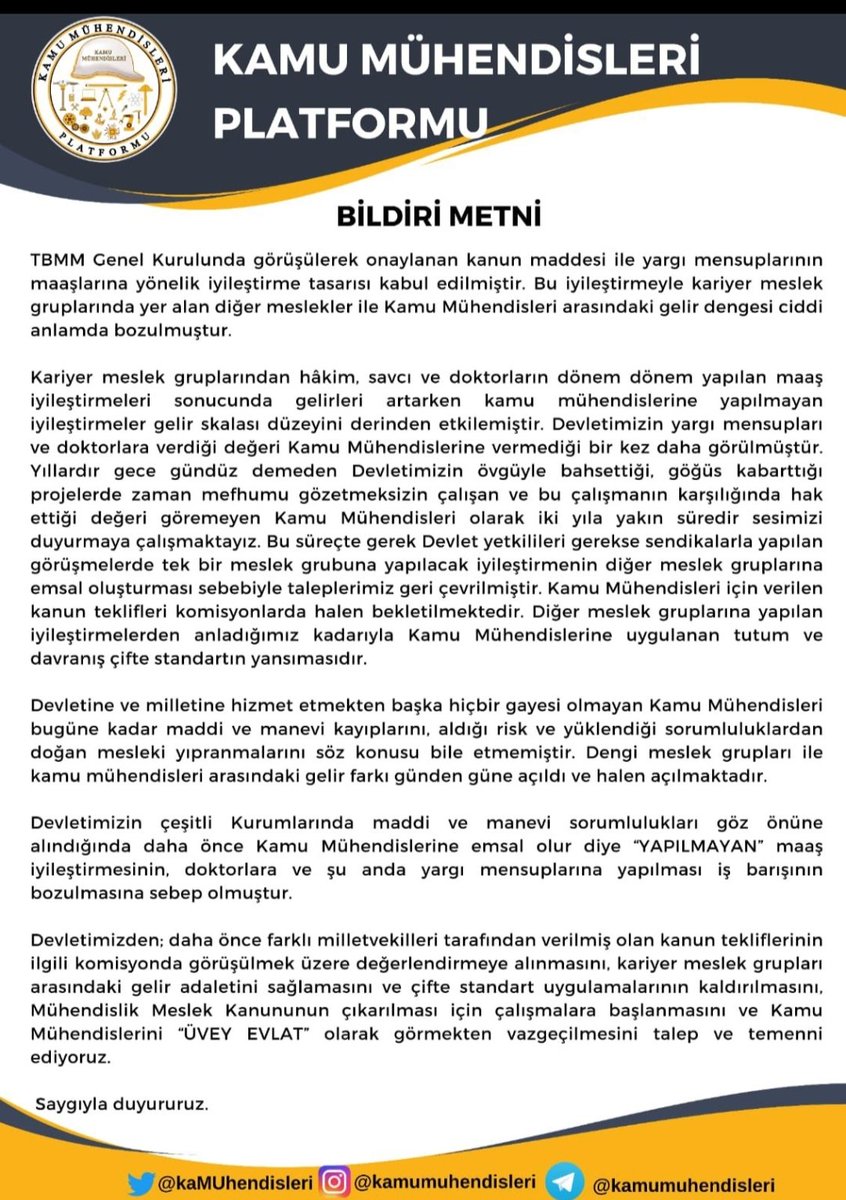 mhendis42211497's tweet photo. @ahmetunluysafak Doktor,hakim ve savcı öz evlat ,#kaMUhendisleri üvey evlat. Ahmet Bey.
#kamuhendislericinadalet 
#TeknikPersonelSıkıntıda https://t.co/e2f603be7j