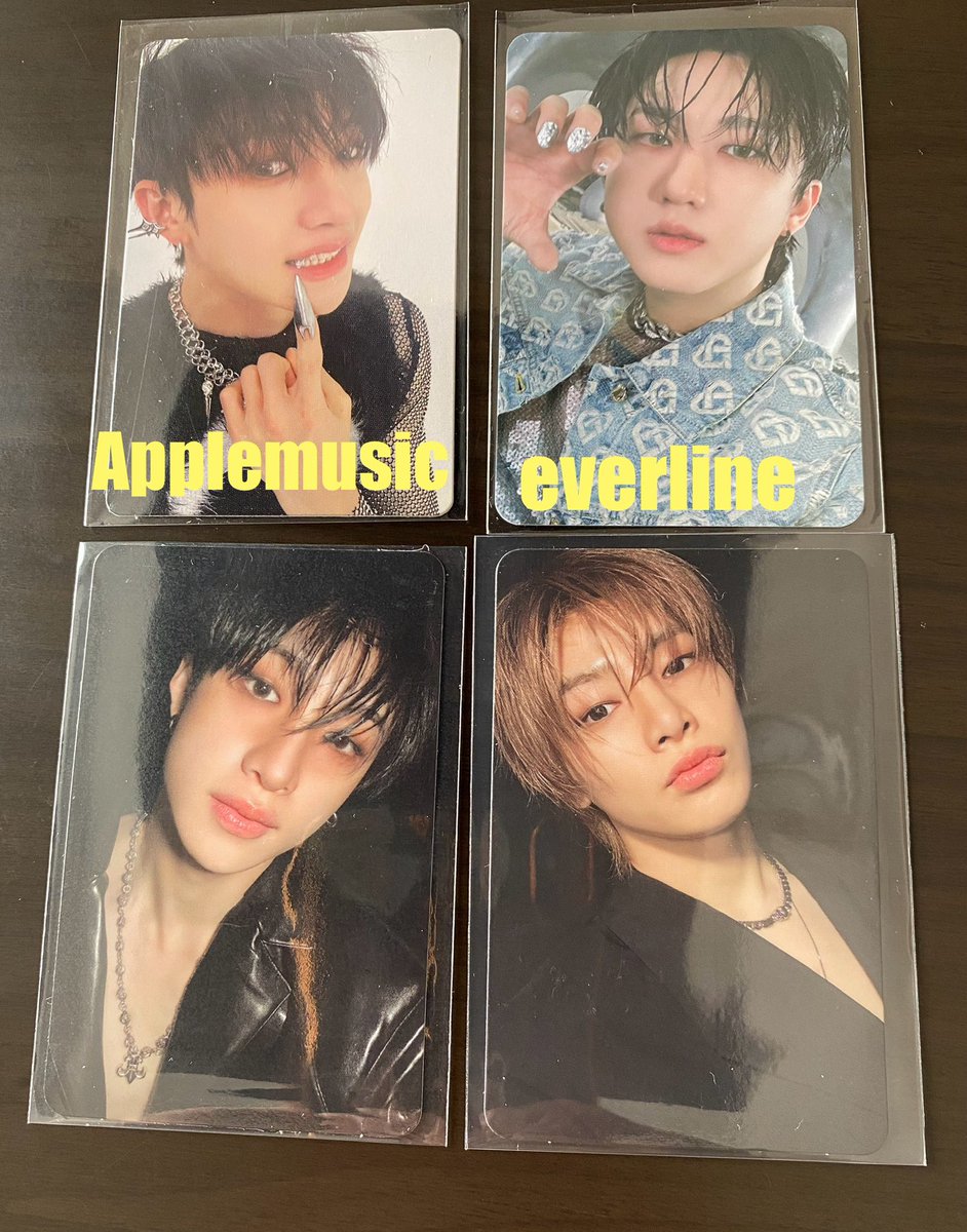 HaRuu_100's tweet photo. straykids トレカ 交換 ATE Applemusic everline

譲）バンチャン，チャンビン，アイエン
求）同種（ハン>スンミン）

📮郵送、同日発送希望
お気軽にお声掛けください!
 #straykids交換 #straykids https://t.co/ZzxZBJEWgJ